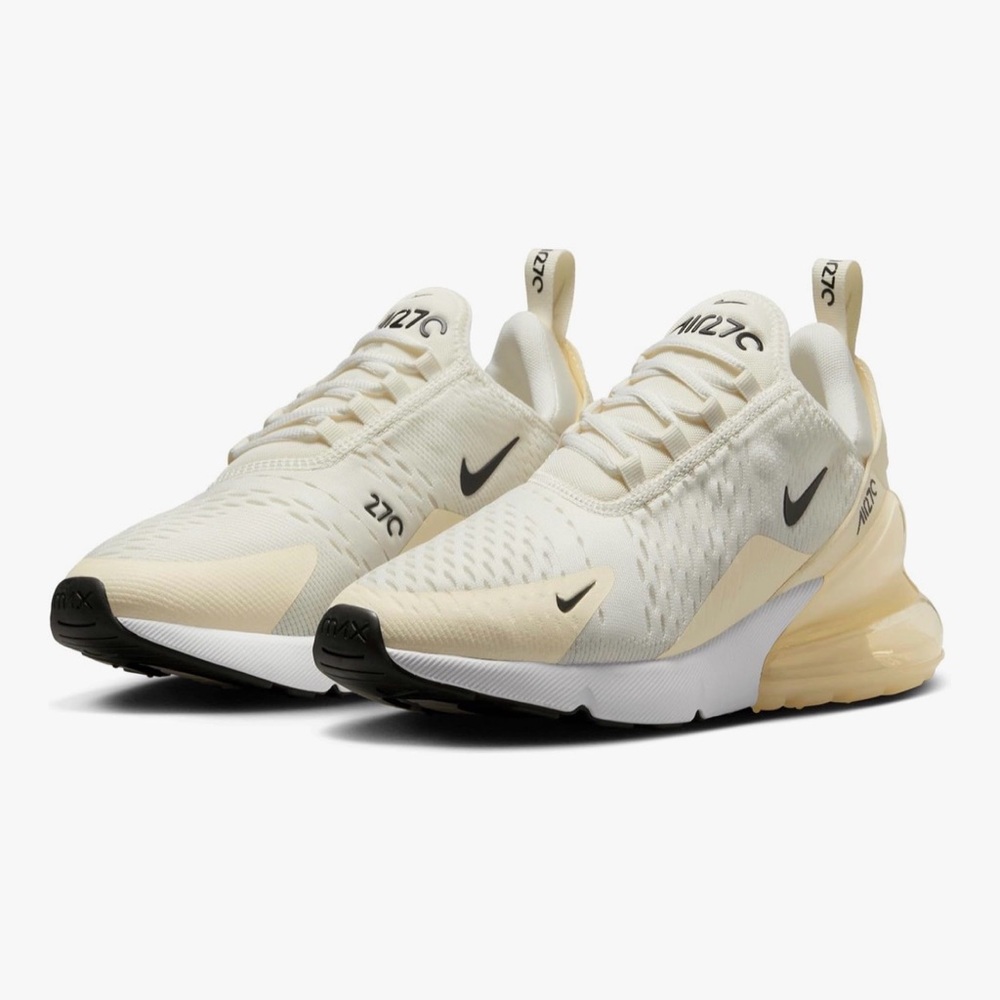 Nike White & Pale Yellow Air Max 270 Sneakers